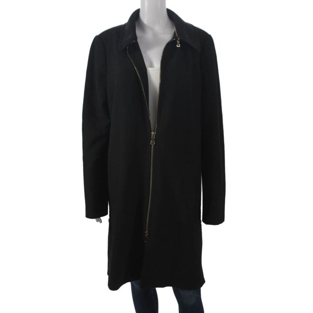 Eccoci Women Black Overcoat Long Sleeve Zip Size 12